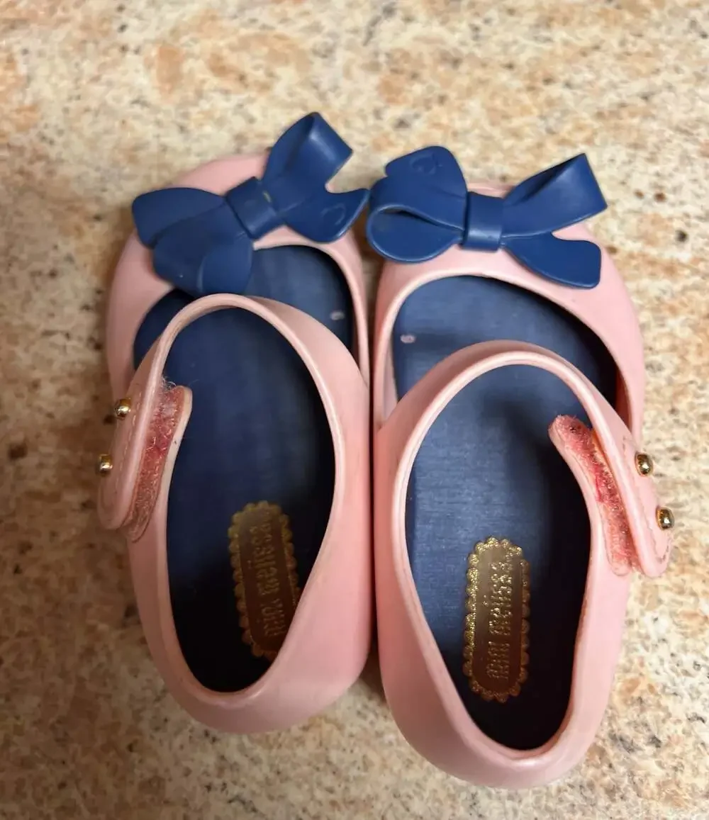 Mini Melissa Ultragirl Bow Mary Jane Flats Pink and Blue